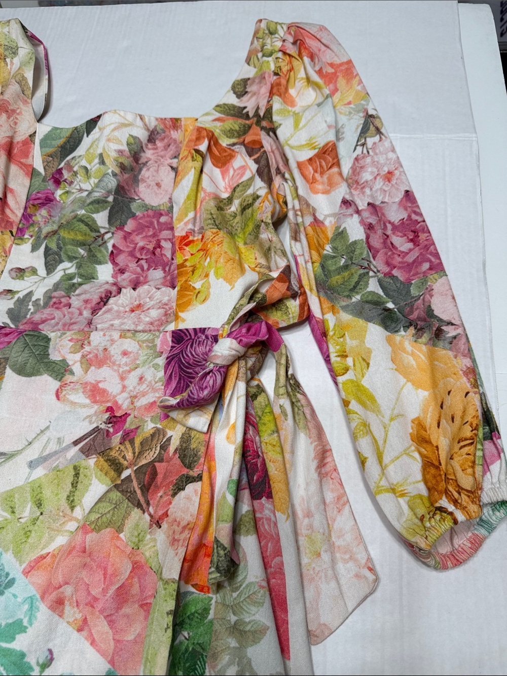 Vince Camuto Multicolor Floral Puff-Sleeve Mini Dress - Picture 5 of 15
